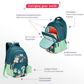 Lilac 27L Dark Green School Backpack