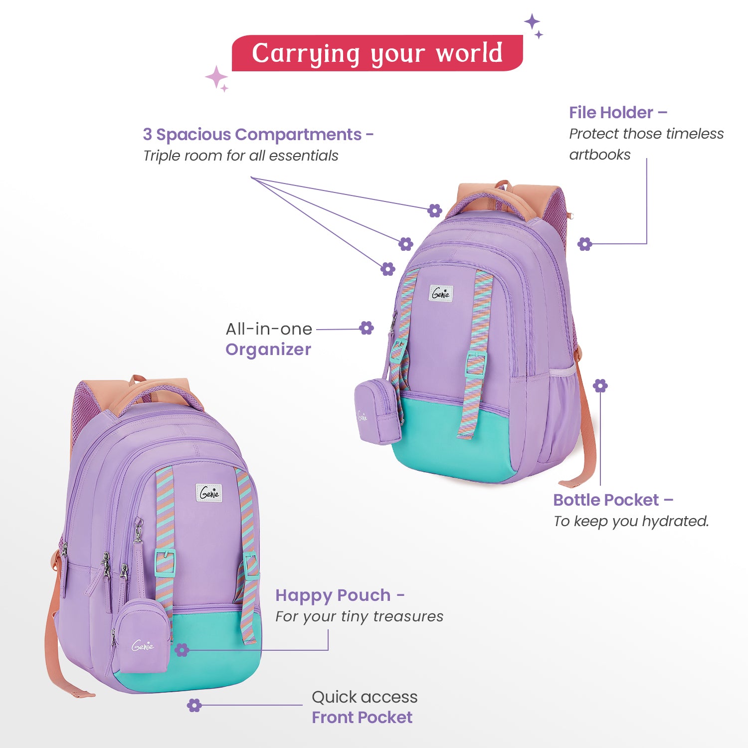 Gemini 27L Purple School Backpack