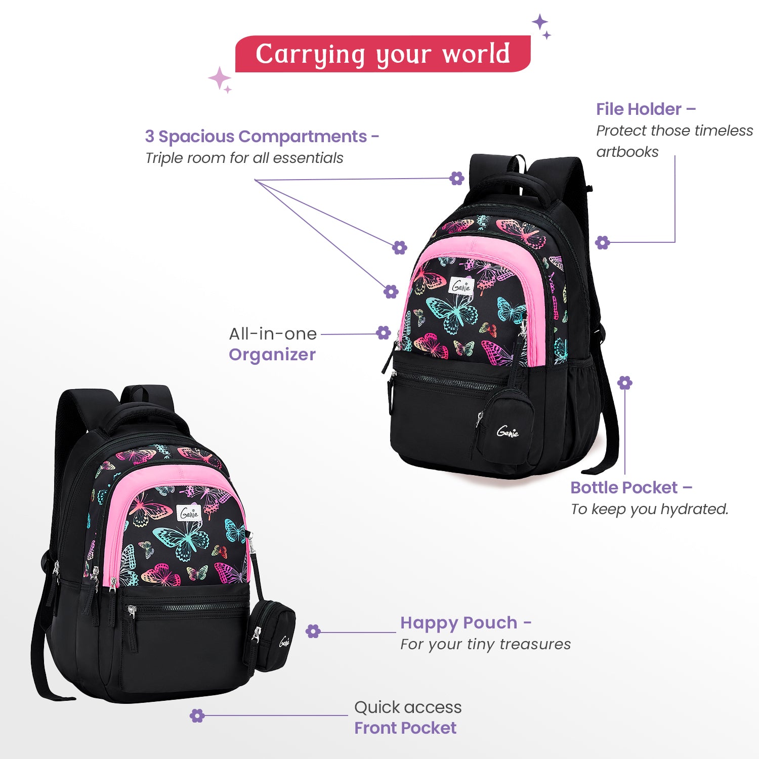 Nectar 27L Black School Backpack