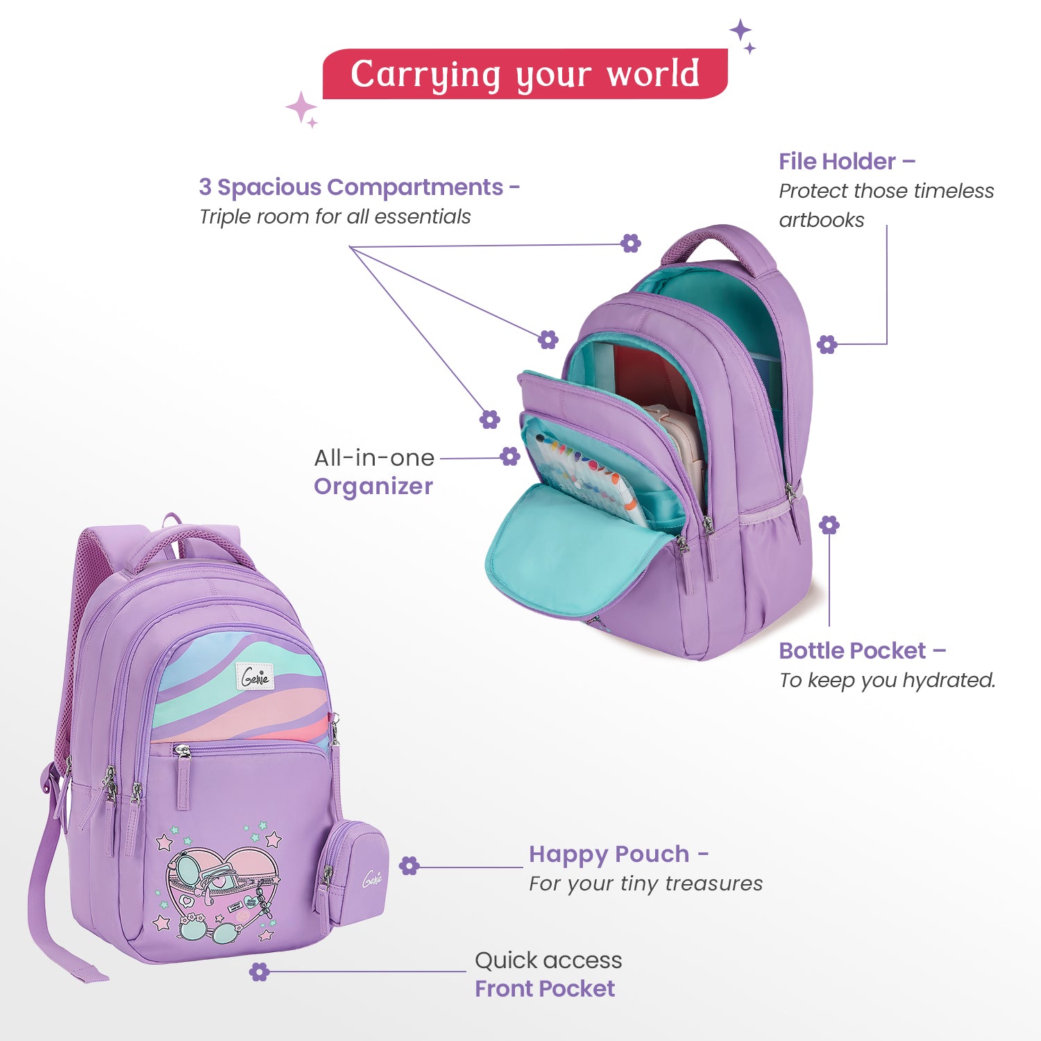 Starlight 27L Purple School Backpack