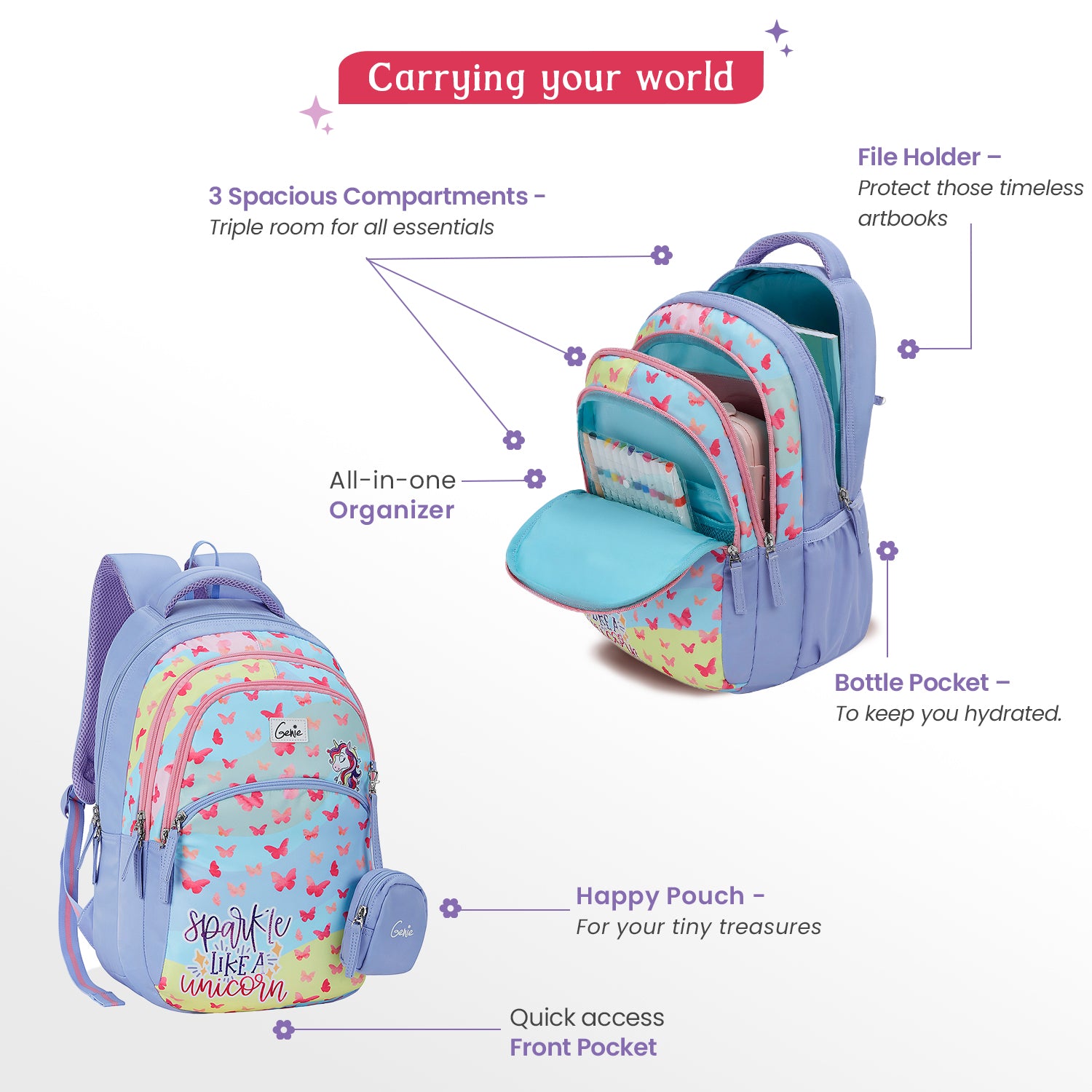 Pixie 27L Lavender School Backpack