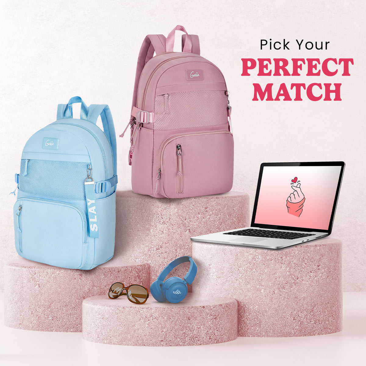 Buy Genie Berry 16L Pink Laptop Backpack Online