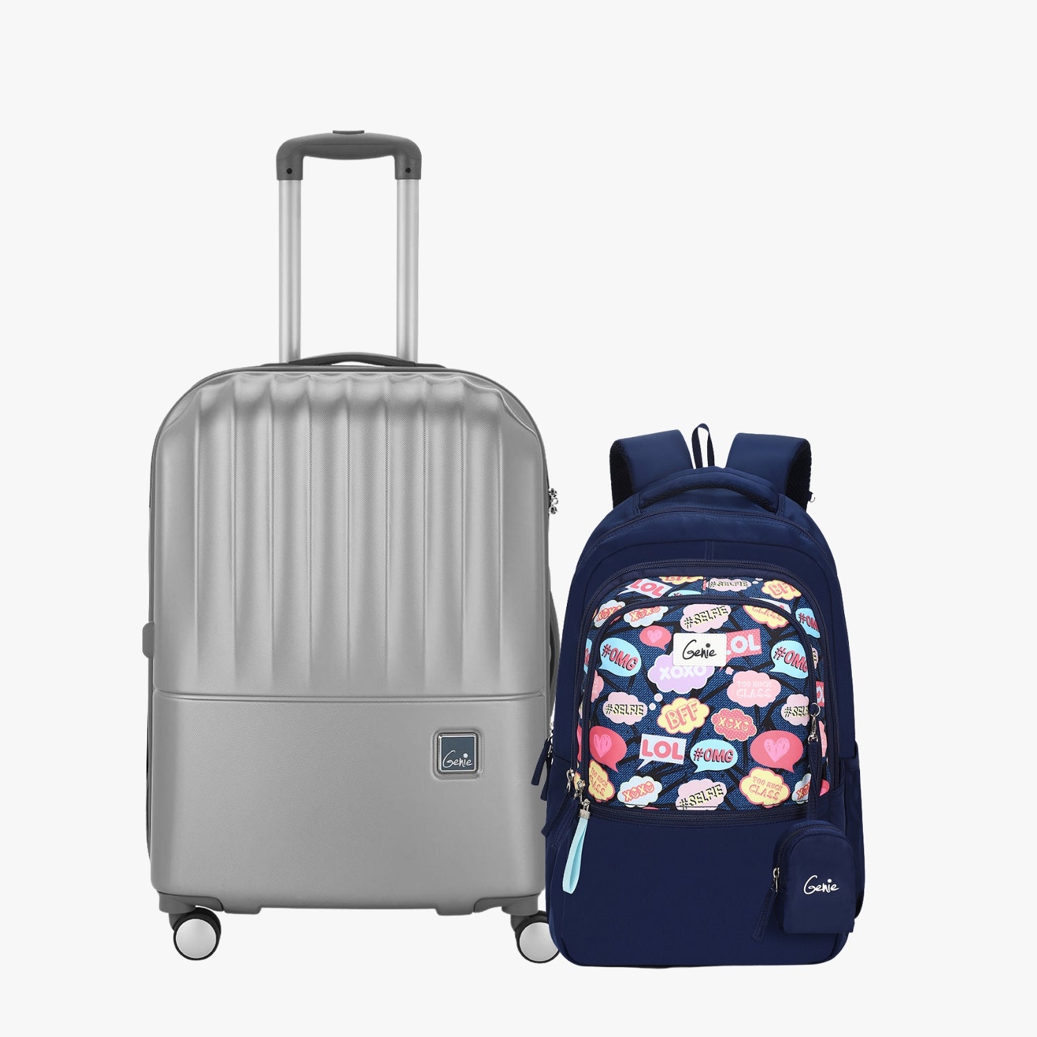 Genie Hard Trolley Bag and Laptop Backpack Combo
