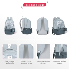 Celia 40L Grey Laptop Backpack With Raincover