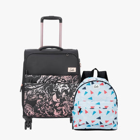 Genie Soft Trolley Bag and Casual Backpack Combo