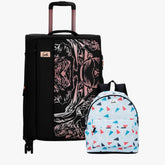 Genie Soft Trolley Bag and Casual Backpack Combo