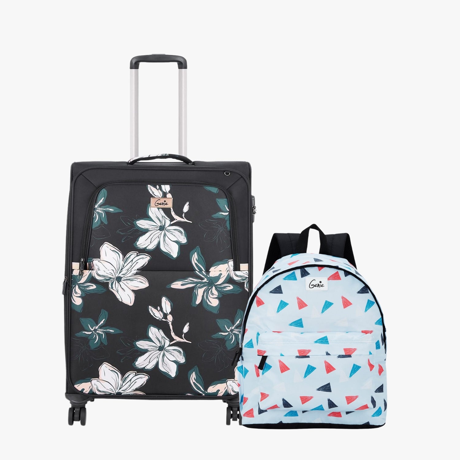 Genie Soft Trolley Bag and Casual Backpack Combo