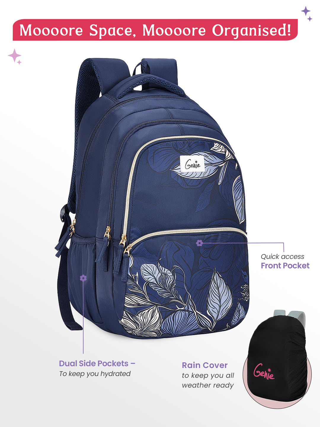 Buy Genie Canopy 36L Navy Blue Laptop Backpack Online