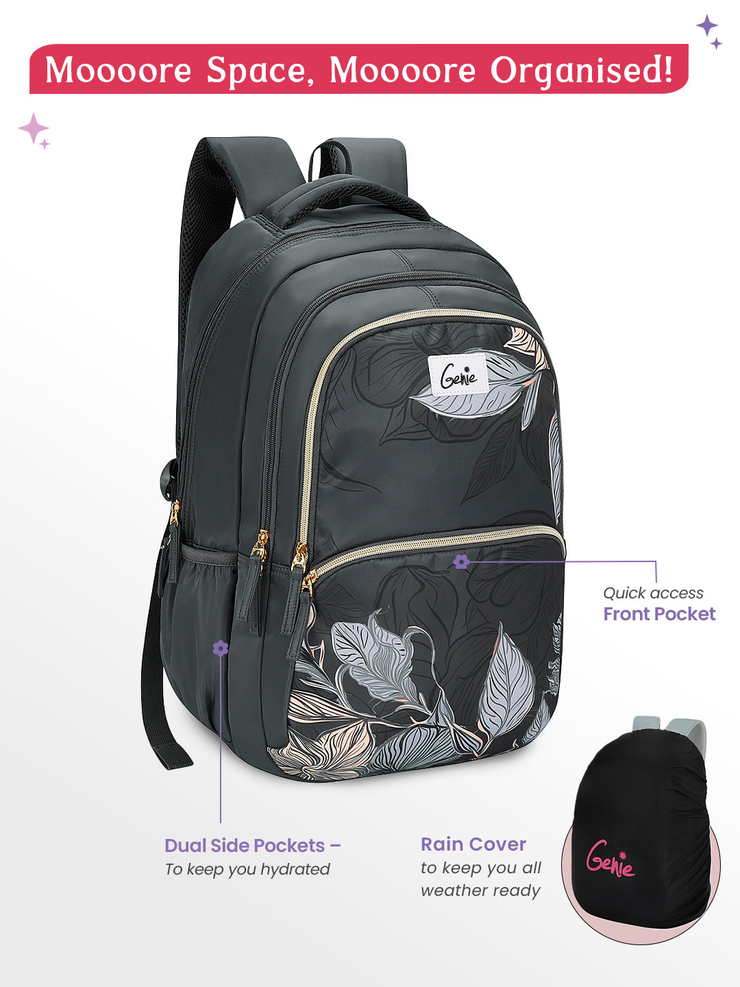 backpack with laptop compartment and rain cover Buy Genie Canopy 36L Grey Laptop Backpack Online