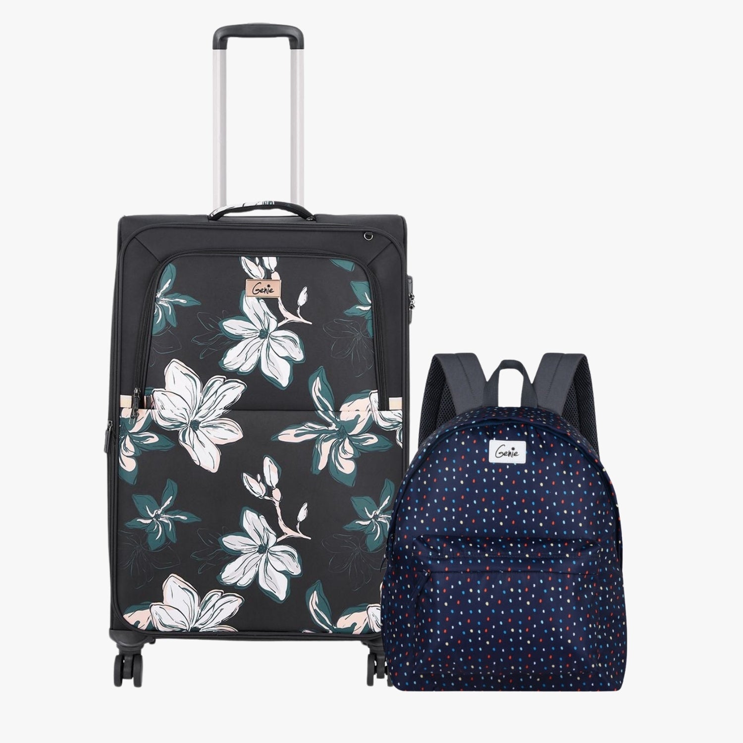 Genie Soft Trolley Bag and Casual Backpack Combo