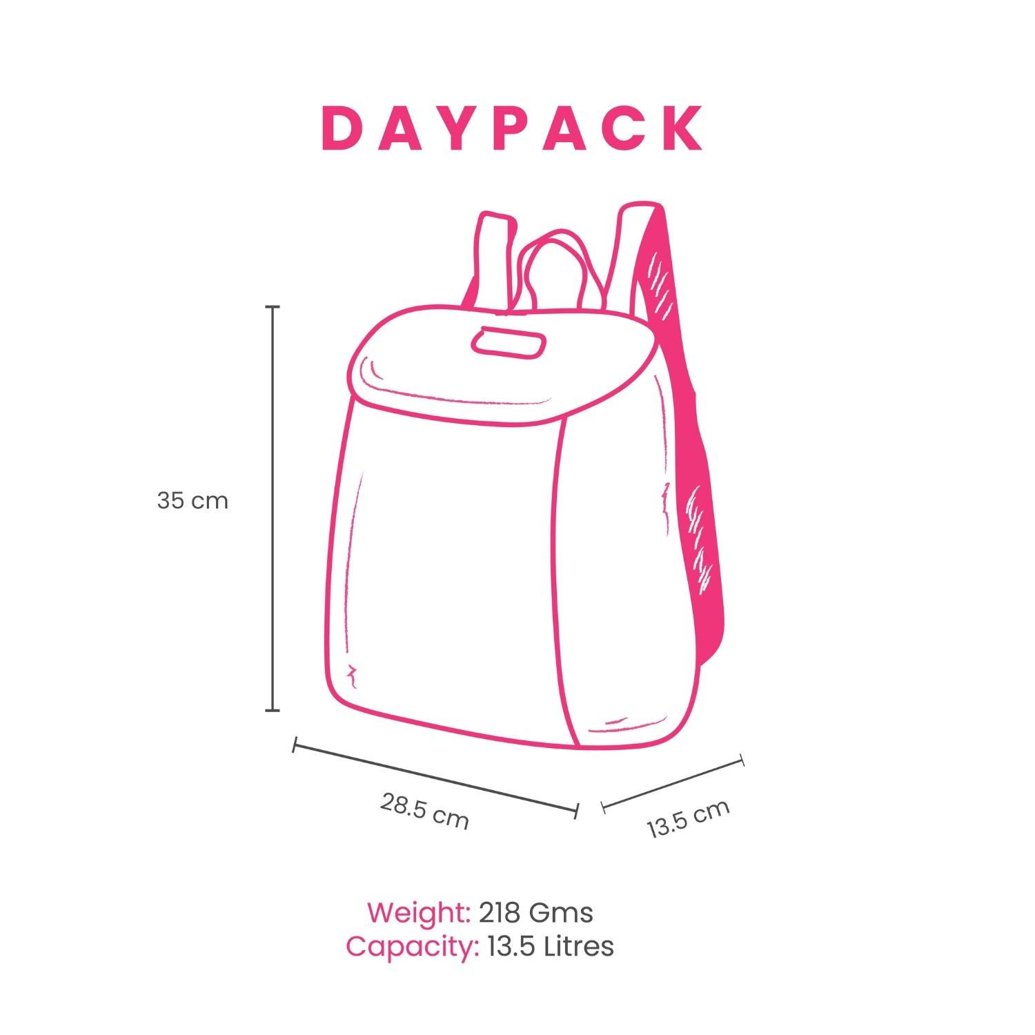 Genie Candy 13.5L Pink Small Backpack With Easy Access Pockets