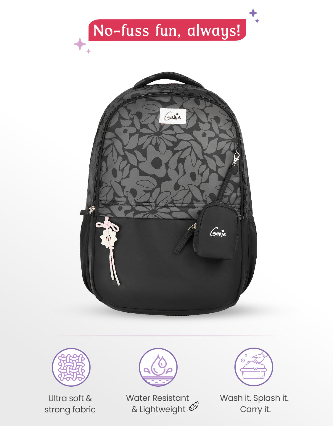 Eleanor 40L Laptop Backpack With Raincover - Black