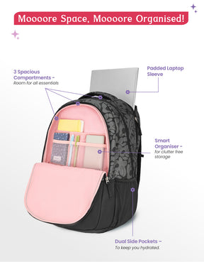 Eleanor 40L Laptop Backpack With Raincover - Black