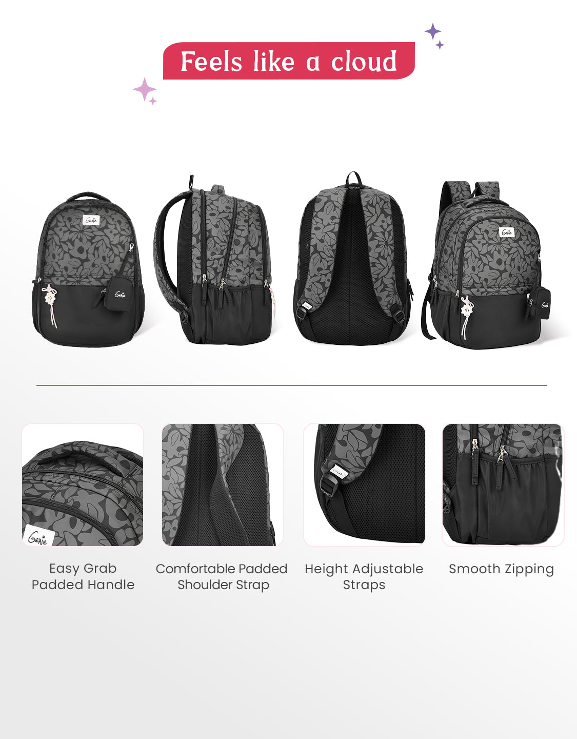 Eleanor 40L Laptop Backpack With Raincover - Black