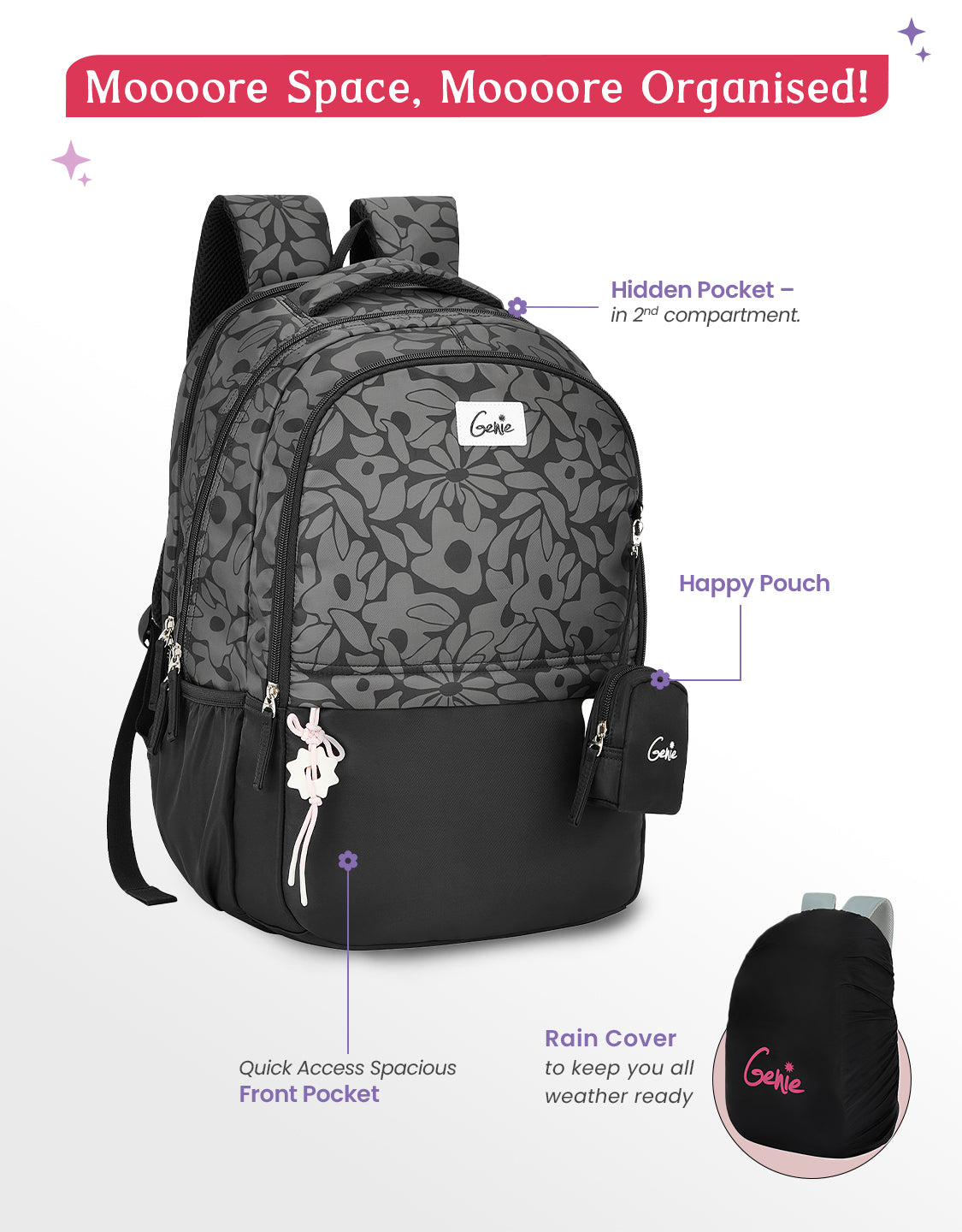 Buy Genie Eleanor 40L Black Laptop Backpack Online