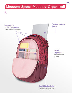 Eleanor 40L Laptop Backpack With Raincover - Rust