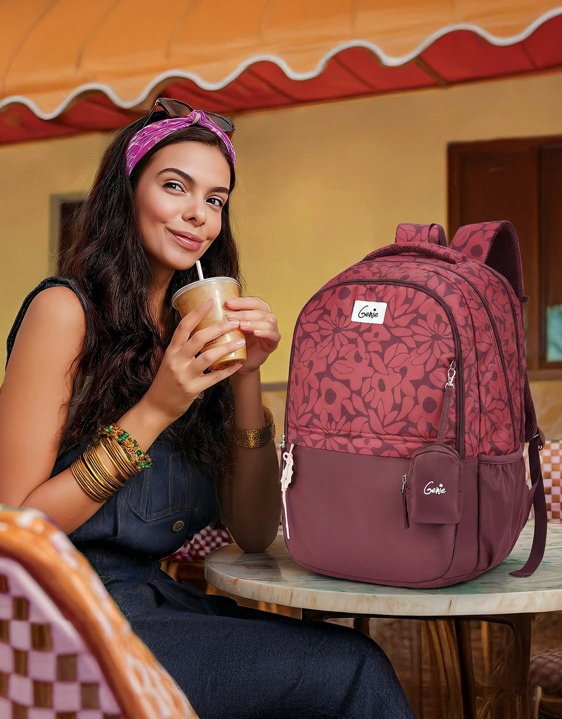 Eleanor 40L Laptop Backpack With Raincover - Rust