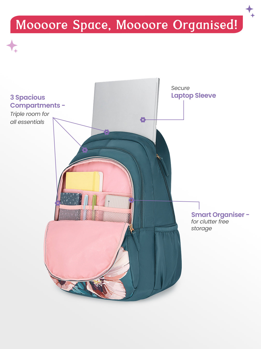 Evepetal 36L Laptop Backpack With Raincover - Dark Green