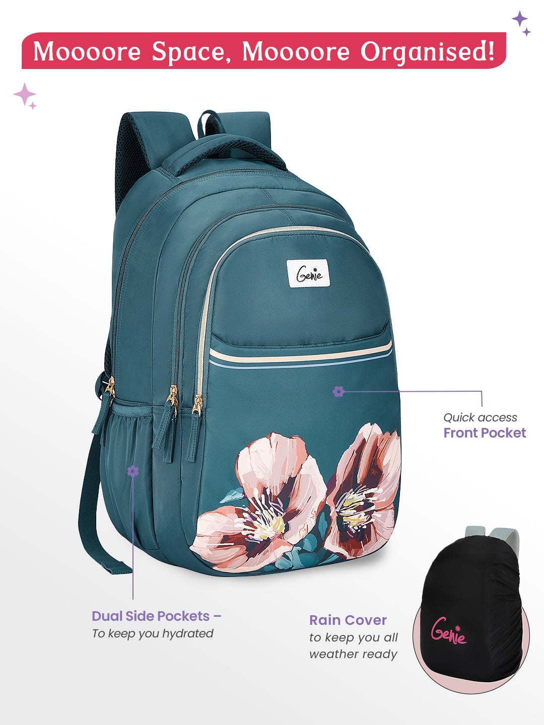 Buy Genie Evepetal 36L Dark Green Laptop Backpack Online