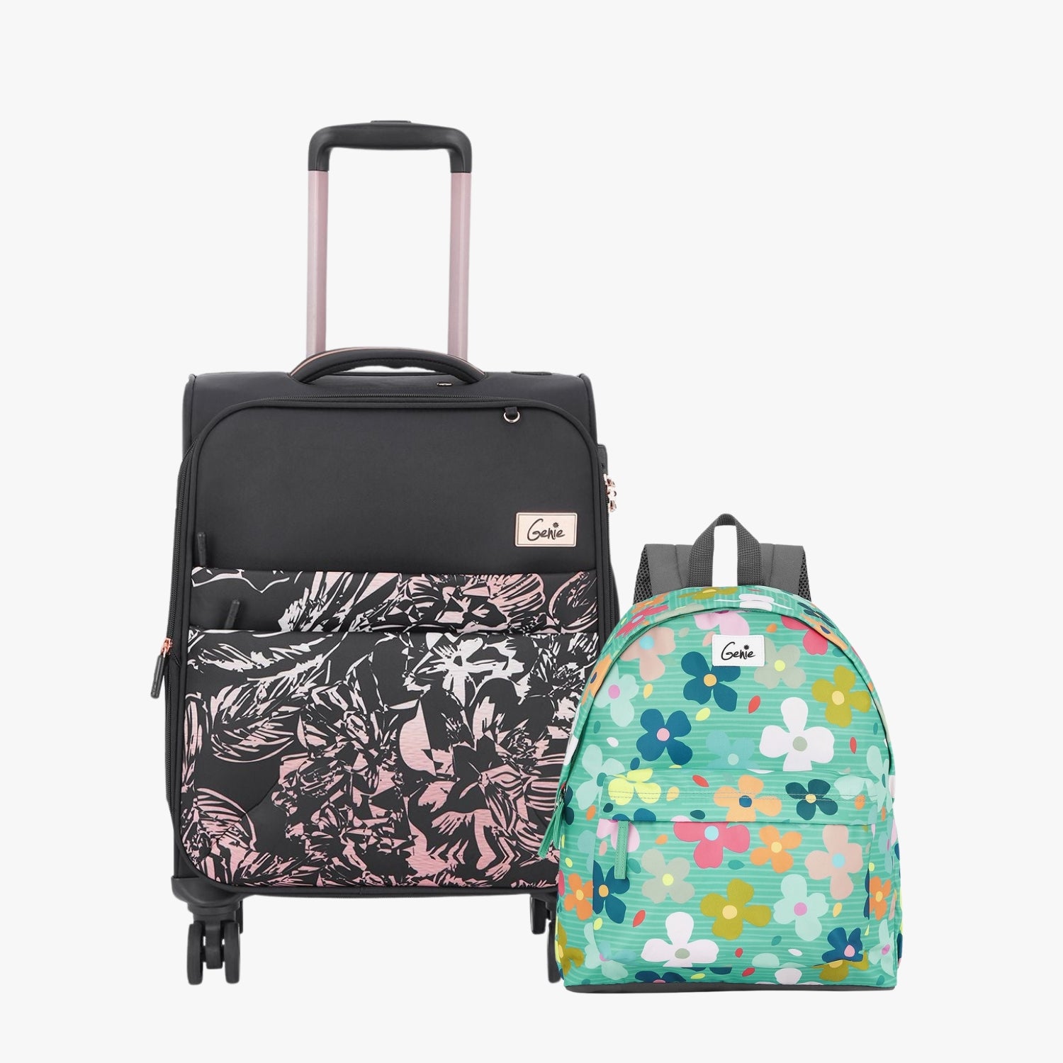 Genie Soft Trolley Bag and Casual Backpack Combo