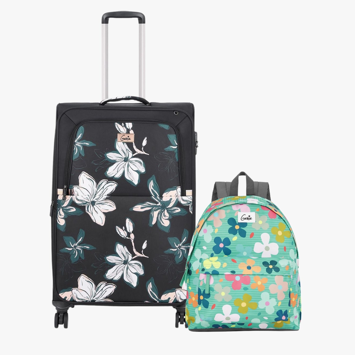 Genie Soft Trolley Bag and Casual Backpack Combo