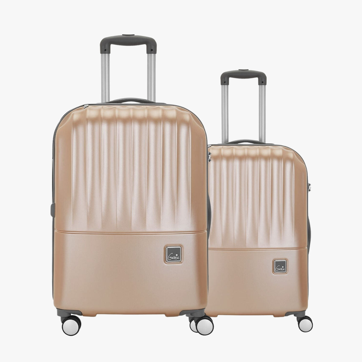 Genie Glam Set of 2 Gold Small & Medium Trolley Bags With Dual Wheels