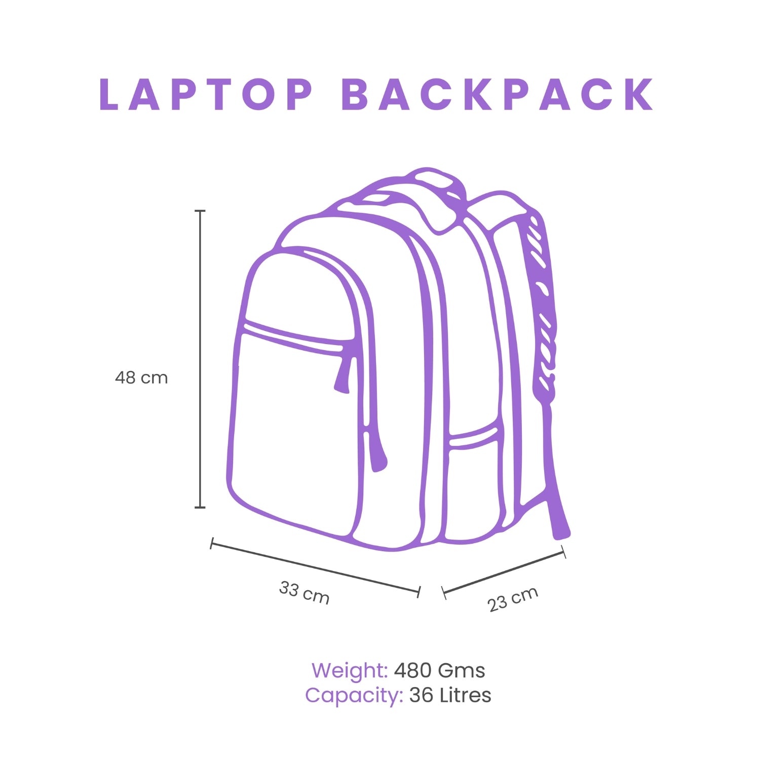 Genie Emma 36L Black Laptop Backpack With Laptop Sleeve