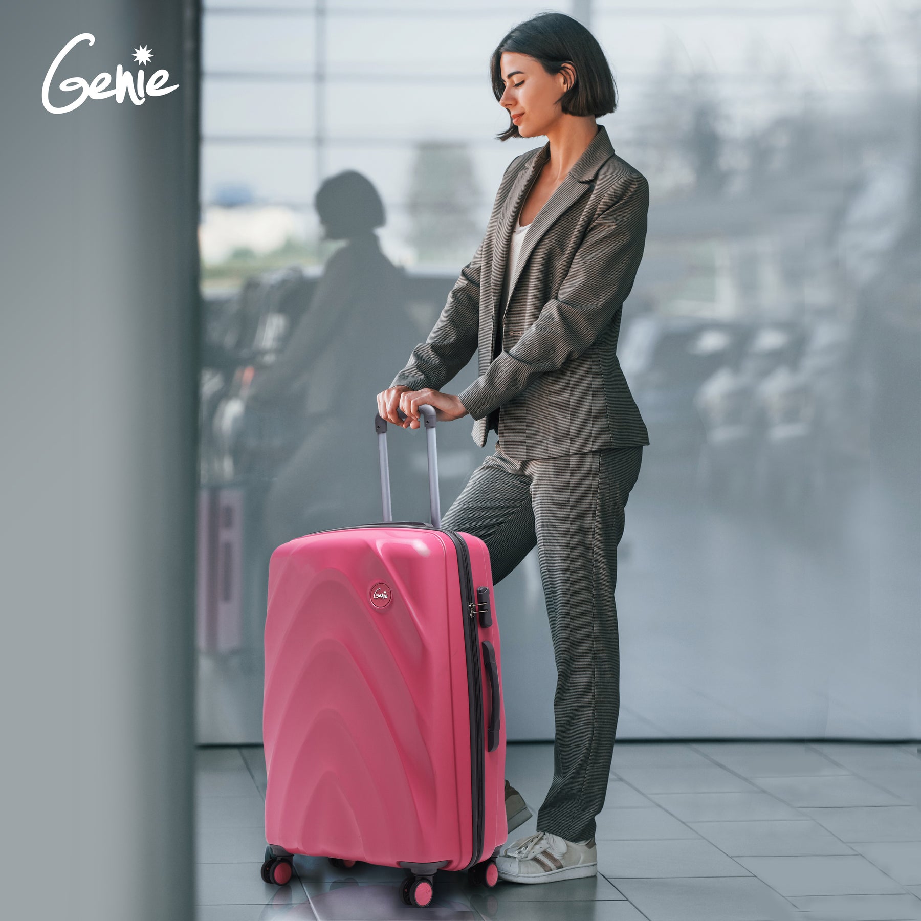 Genie Diana Bubblegum Pink Trolley Bag With Dual Wheels & Fixed Combination Lock