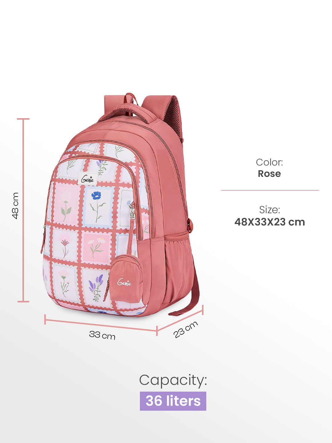 Liora 36L School Backpack - Rose