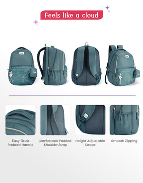 Marilit 40L Laptop Backpack With Raincover - Dark Green