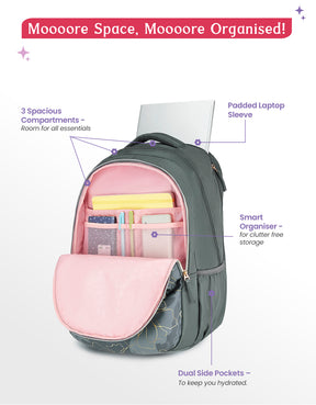 Marilit 40L Laptop Backpack With Raincover - Grey