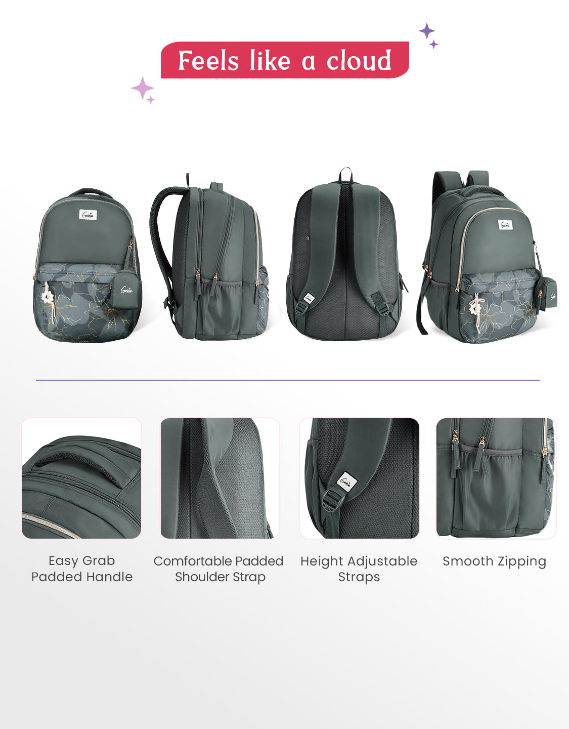 Marilit 40L Laptop Backpack With Raincover - Grey