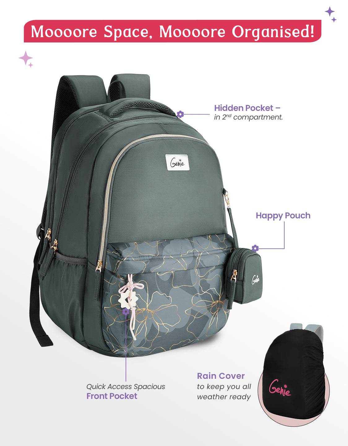 Buy Genie Marilit 40L Grey Laptop Backpack Online