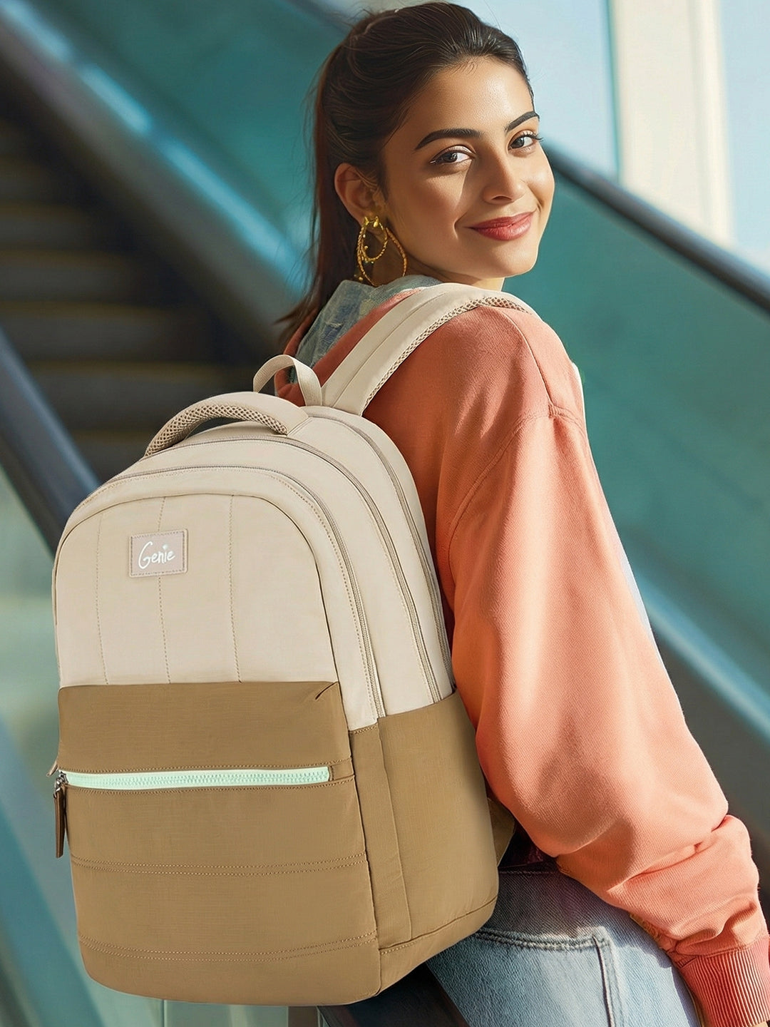 Marshmellow 36L Laptop Backpack With Raincover - Brown