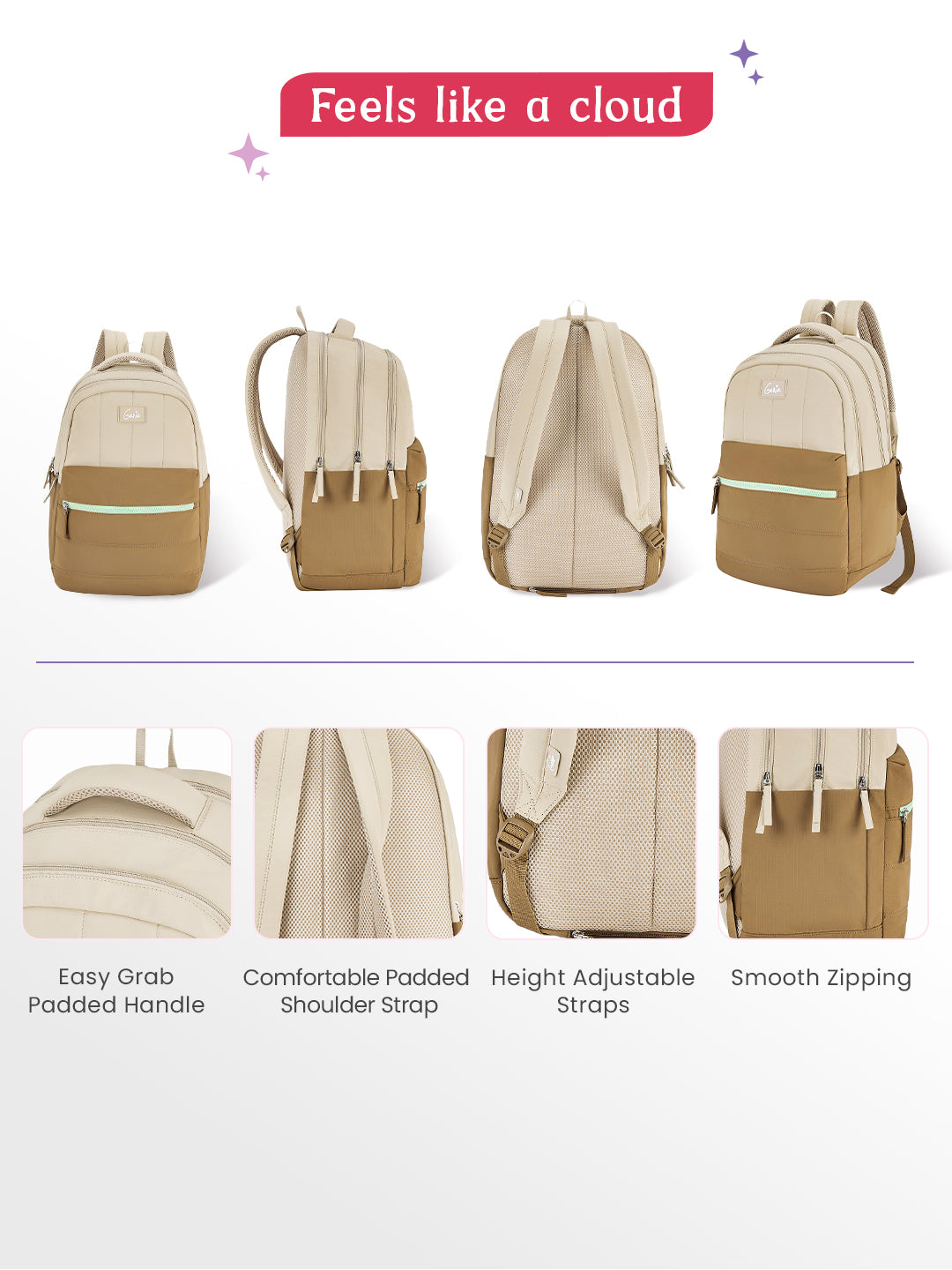 Marshmellow 36L Laptop Backpack With Raincover - Brown