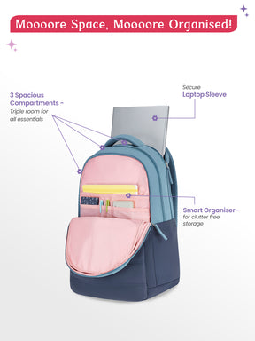 Marshmellow 36L Laptop Backpack With Raincover - Navy Blue