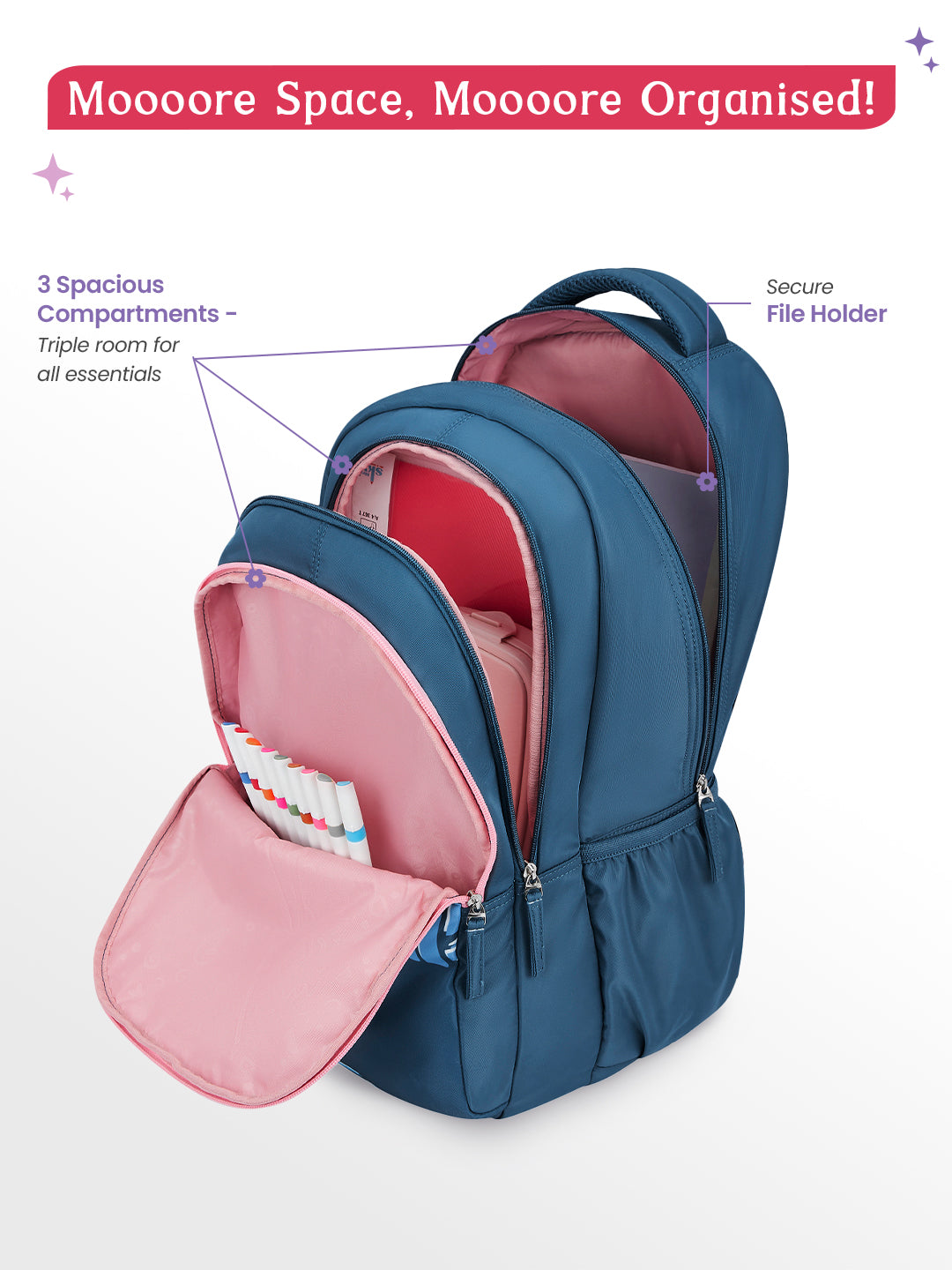 Mira 36L School Backpack - Navy Blue