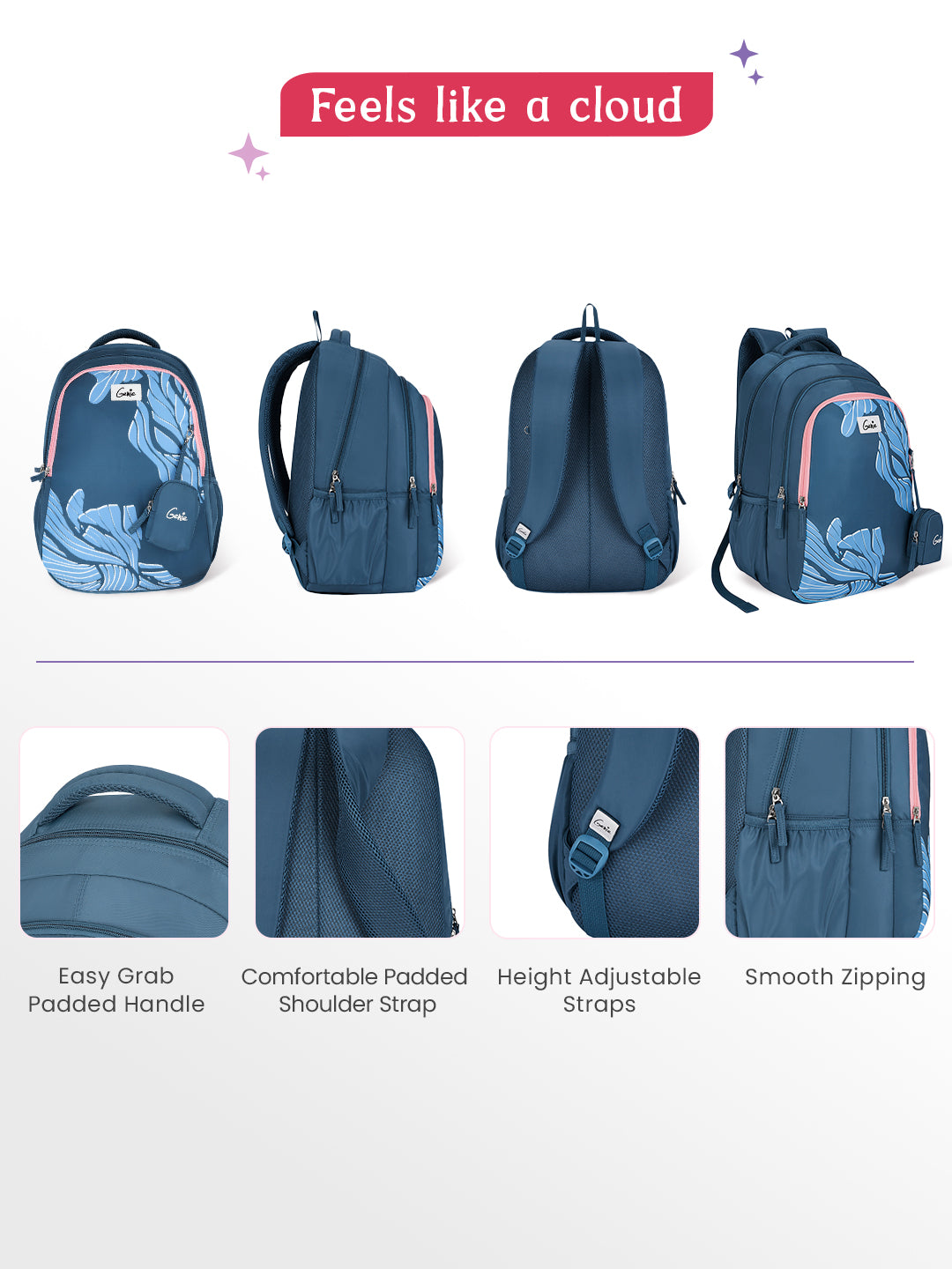Mira 36L School Backpack - Navy Blue