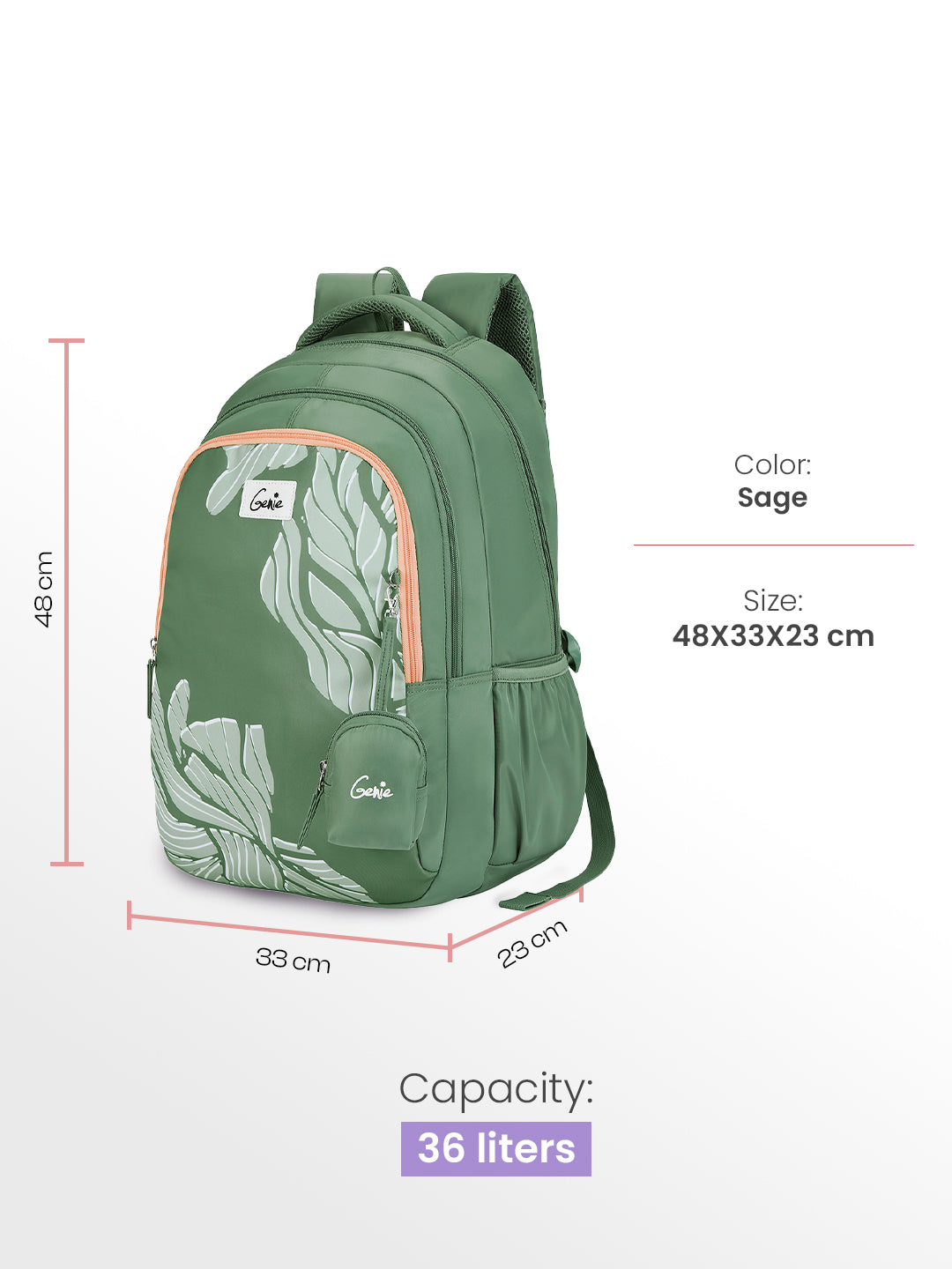 Mira 36L School Backpack - Sage Green