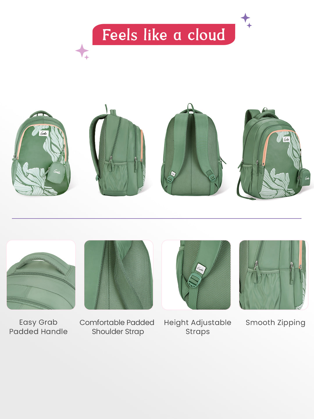 Mira 36L School Backpack - Sage Green
