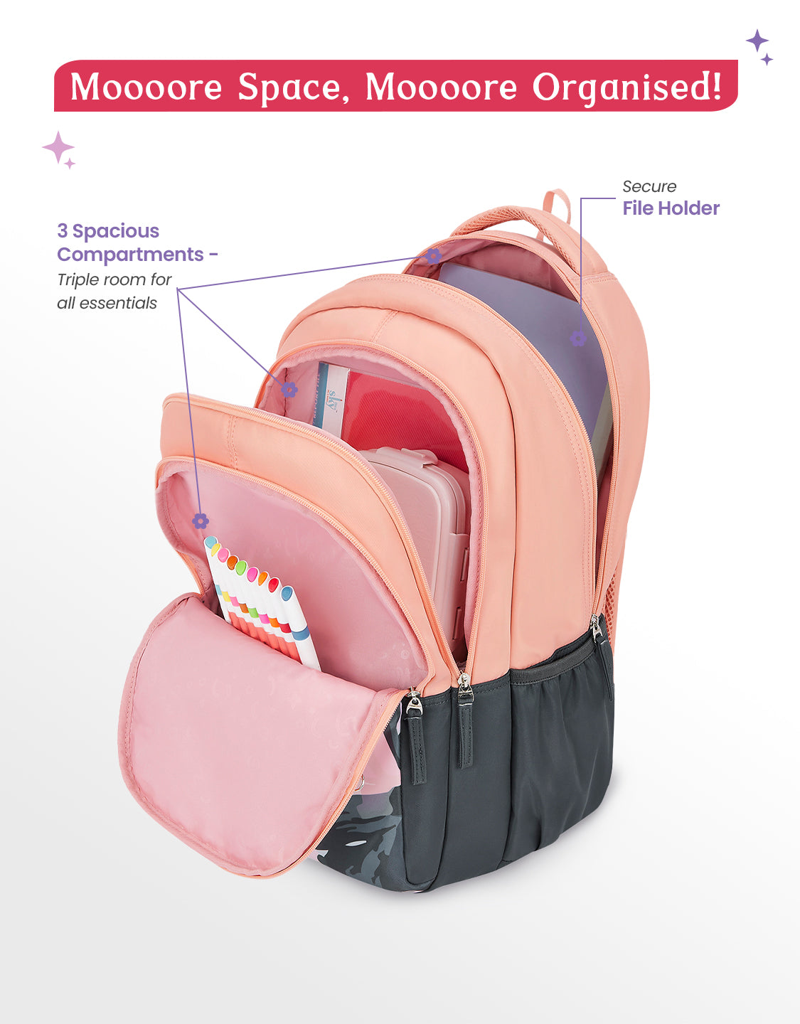 NightFern 36L School Backpack - Grey