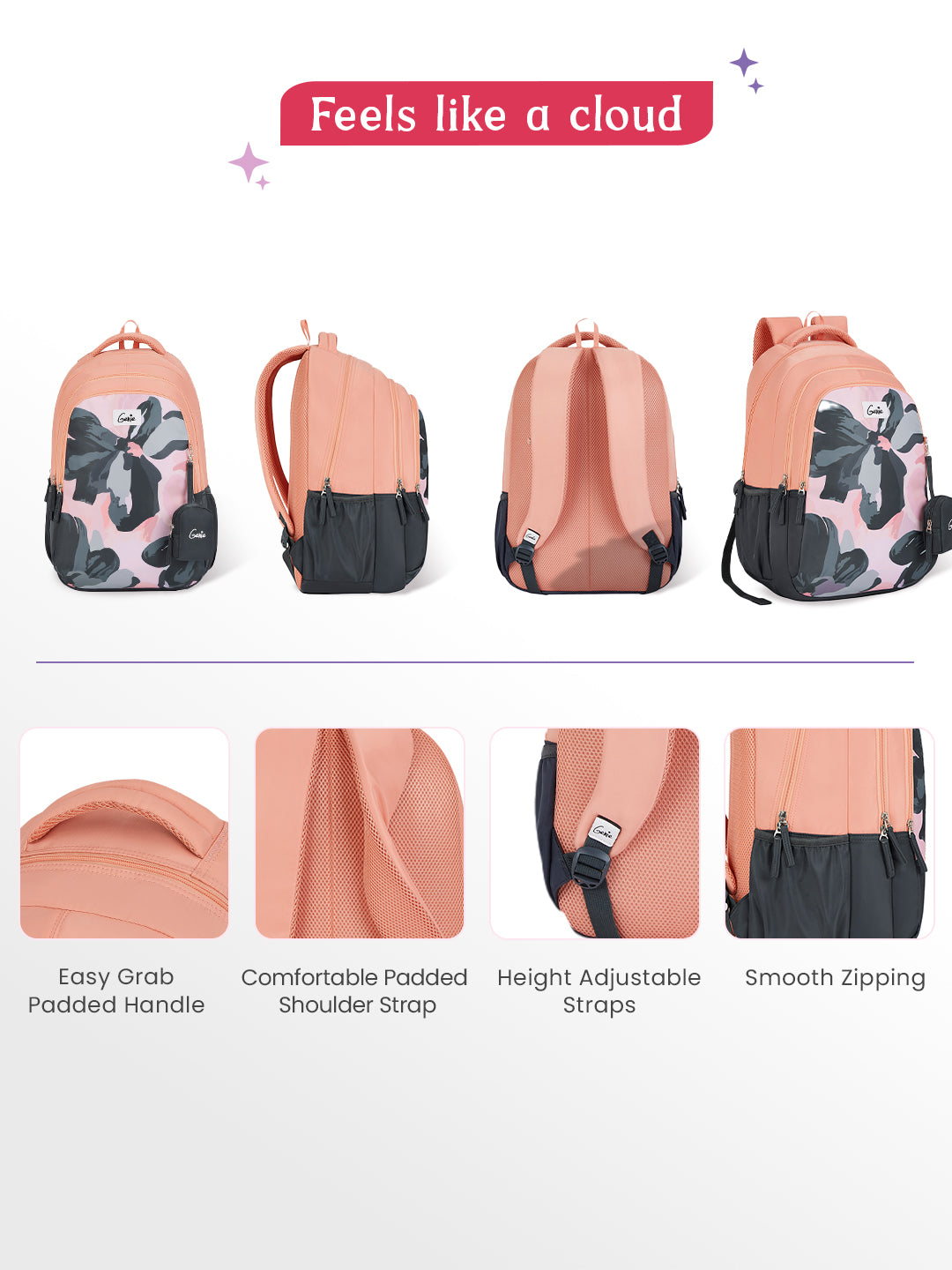 NightFern 36L School Backpack - Grey