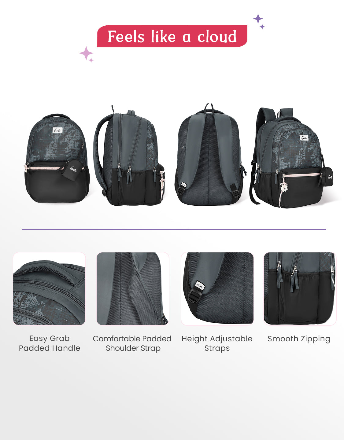 Nora 40L Laptop Backpack With Raincover - Black