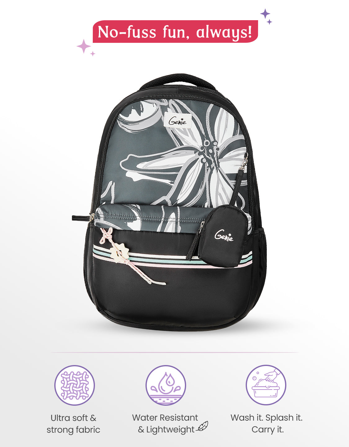 Petalis 40L Laptop Backpack With Raincover - Black