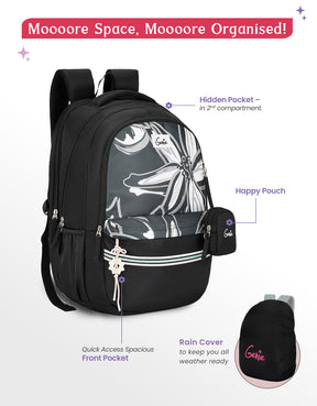 Petalis 40L Laptop Backpack With Raincover - Black