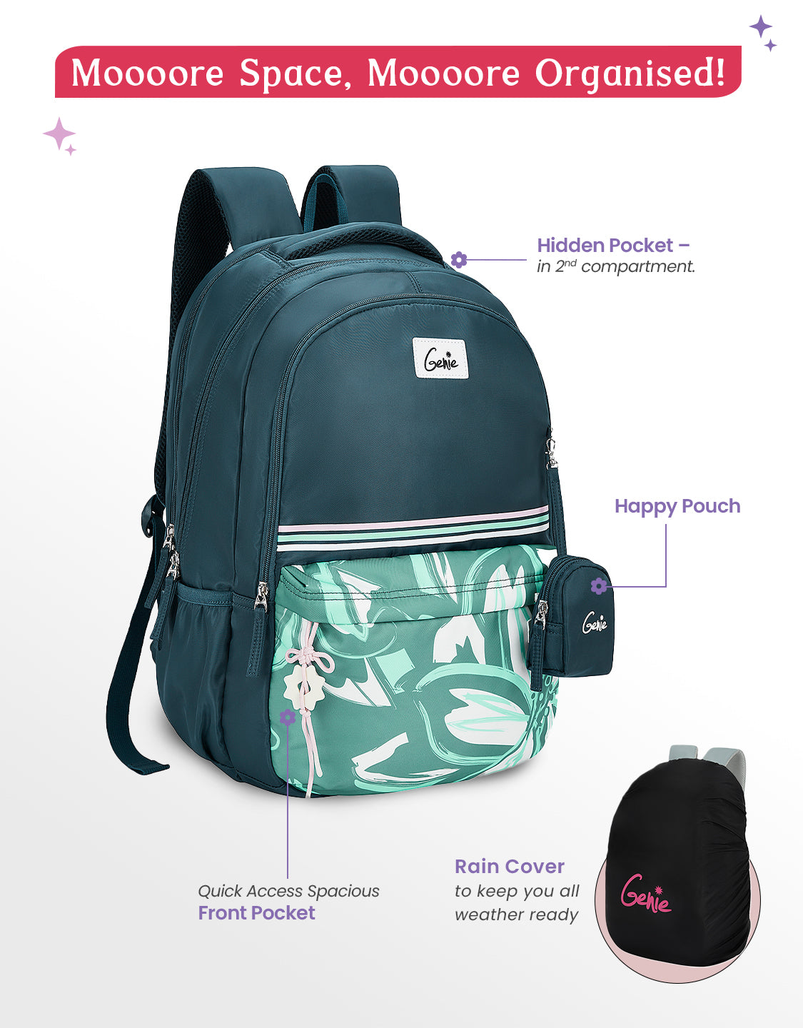 Petalis 40L Laptop Backpack With Raincover - Dark Green