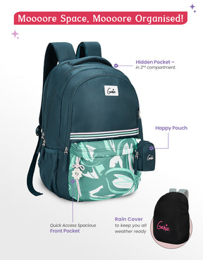 Petalis 40L Laptop Backpack With Raincover - Dark Green