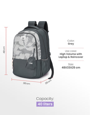 Petone 40L Laptop Backpack With Raincover - Grey