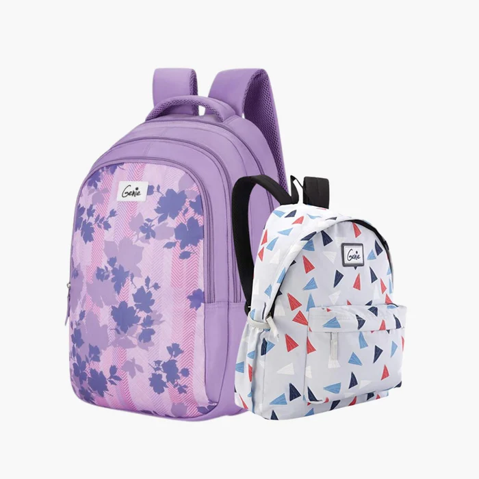 Genie Quinn 19 Purple Laptop Backpack and Supersassy 14 Multicolor Small Daypack Combo