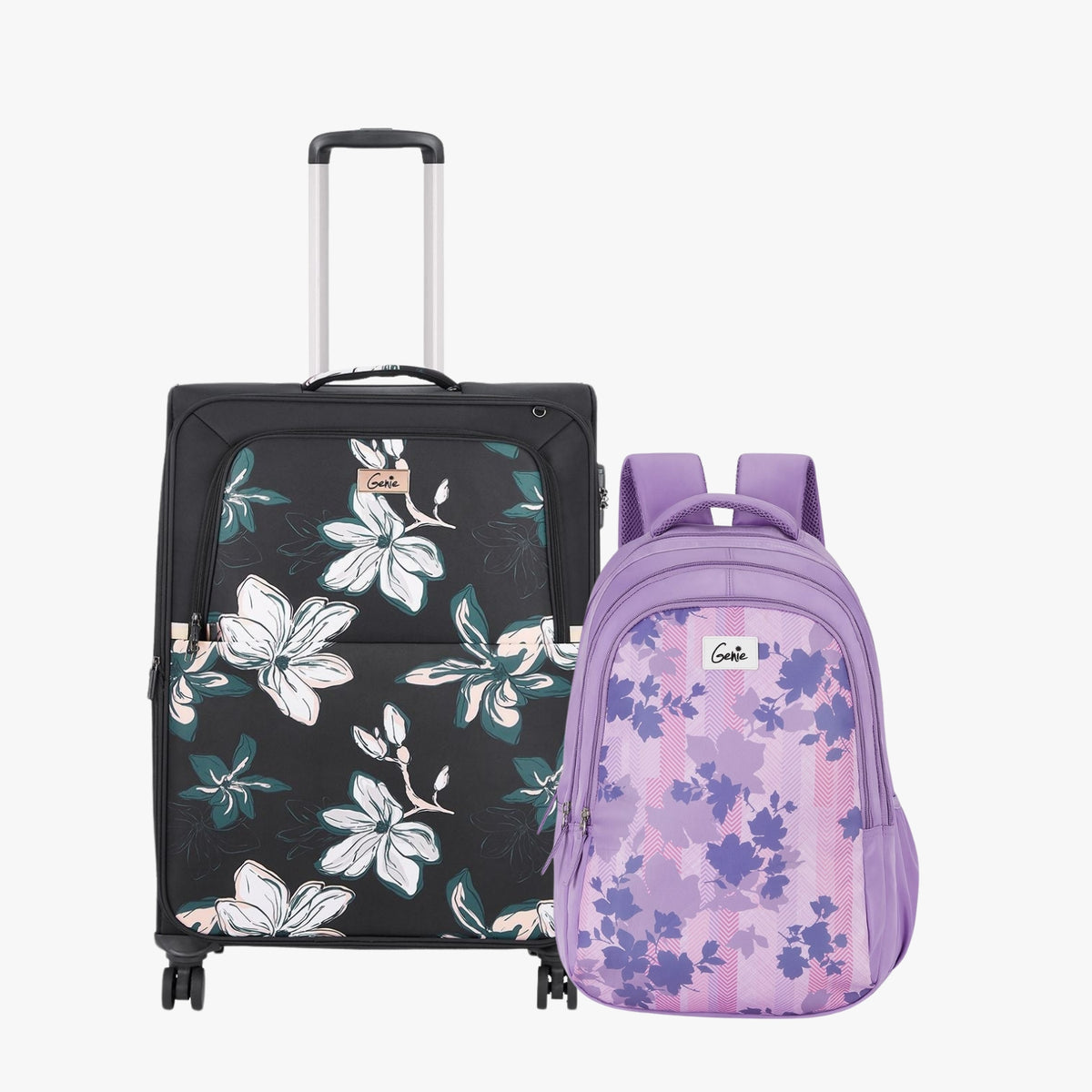Genie Soft Trolley Bag and Laptop Backpack Combo